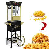 12oz Popcorn Machine Cart, Popcorn Cart with Wheels, Vintage Popcorn Machine with Stainless Steel W2841P272027