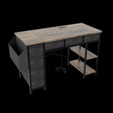 47" Computer Desk With Power Outlet,Writing Desk with 7 Fabric Drawers,Vanity table Drawers and W2887P239383