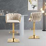 COOLMORE Vintage Bar Stools with Back and Footrest Counter Height Dining Chairs 2PC/SET W153990661