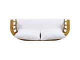 Outdoor Wooden Loveseat with Cushions - White/Teak - 55.50" W x 27.00" D x 25.50" H 70334.00WHI