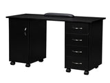 Double Edged Manicure Nail Table with Drawer Black 54431300