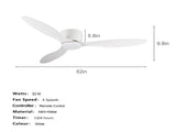52 Inch Flush Mount Ceiling Fan Without Light, DC Motor, 6Speed & 3 Timers, Remote Control, ABS & W3816P585730