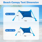 ZNTS 6.5x6.5FT Foldable Beach Canopy Tent Collapsible Shade Sail Sun Protection Windproof Shelter 4 29696457