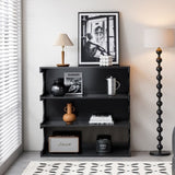 Multifunctional 4-Tier Black Book Shelf & Coffee Table for Living Room Bedroom Dining Room Study W1801137469