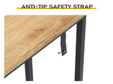 94.49"x7.87"x31.10" Console Table, MDF with Melamine Veneer & Iron Frame, with Power Outlet, Oak 17123848