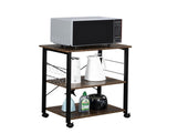 3-Tier Microwave Oven Rack with 10Hooks 4 Wheels and X-Shaped Reinforcement on the Back Retro-Style 24693106