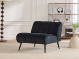 24.4" Wide Modern Upholstered Armless Chair with Black Metal Legs, Velvet Accent Chair for Living W3098P308779