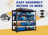 5 Tier Storage Shelves, 2200LBS Adjustable Metal Shelving Unit, Black, Needs Assembly 74632589
