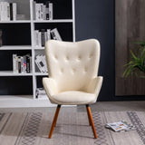 Doarnin Contemporary Silky Velvet Tufted Button Back Accent Chair, White T2574P164270