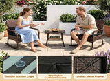 3-Piece PE Wicker Patio Rocking Chair Set, Ergonomic Rocking Bistro Set with 2-Tier Side Table & 60814426