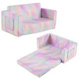 KS-Series All-Sponge Kids Double Foldable Sofa Bed Spray-Print Slant Peach Fabric 44768340