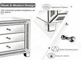 () 3-Drawer Nightstand with Rhinestone Trim MDF Storage Cabinet with Mirrored 47695671