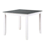 Modern White Solid wood 5pc Dining Set Table 4x Chairs Gray Fabric Cushions Seats Chairs Dining Room B011P230001
