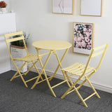 3 Piece Patio Bistro Set of Foldable Round Table and Chairs, Yellow W1586P143143
