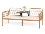 2-Person Outdoor PE Rattan Loveseat with Tempered Glass Coffee Table, 800 LBS Seat Capacity for 29916587