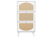 Rattan-fronted 3-tier shoe cabinet, particleboard, 54*24*135 cm, white 44658599