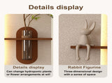 Adjustable 3-Color LED Sandstone Wall Decor with Simulated Green Plants - 3D Art Sculpture, Glass W2700P313029