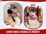 3FT Lighted Snowman Holding Spade Christmas Decorations, Pre-lit Holiday Decor with 110 Warm White 73782615