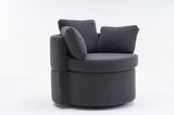 Fabric Swivel And Storage Chair With Back Cushion For Living Room,Dark Gray 56398032