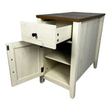 Farmhouse End Table with Charging Station,Night Stand with Barn Door and Drawer, Storage for Bedroom W1412P230407