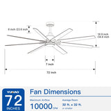 ZNTS Smart 72" Integrated LED Ceiling Fan with Silver Blades in Brushed Nickel Finish W1367121902