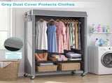 Clothes Rack with Cover, Rolling Rack, Heavy Duty Garment Rack with Shelves & Grey Cover, W3204P581184