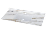 43 Inch Marble Vanity Top, Bathroom Vanity Top with Undermount Rectangular Middle Sink and 4