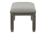 Wood Frame Dining Bench 1pc Antique Gray Finish Frame With Neutral Tone Gray Fabric Seat B01143833