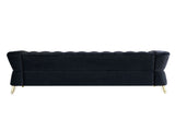Modern Tufted Velvet Sofa 87.4 inch for Living Room Black Color W579107799