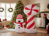 Lollipop Lighthouse Snowman Inflatable 6.3ft, 190D Polyester Christmas Yard Decor with Flashing 63320698