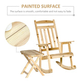 2 Pieces Wood Patio Bistro Set, Outdoor Rocking Chair Set with Armrests High Back Rocking Chair W2225142477
