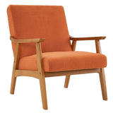 Solid Wood Armrest Teddy Velvet Simple Single Indoor Lounge Chair Backrest Burnt Orange 87153687