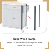 Kitchen Island Cart with Solid Wood Top and Locking Wheels,54.3 Inch Width,4 Door Cabinet and Two WF286911AAG