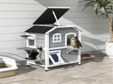 Gray 2-Story Waterproof Outdoor Cat House with Escape Door, Openable Roof 40348810
