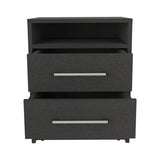 Nightstand 23.6" H, with 2 Drawers and 1 Shelf, Black B097P250851