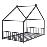 Twin Size Metal House Bed, Black MF305886AAB