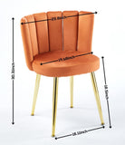 Modern ORANGE dining chair with iron tube golden color legs, velvet and comfortable W234P272377