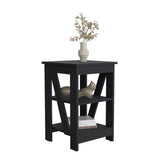 3-Tier End Table/Nightstand, Side Table for Small Space, Black B097P199750