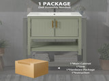 30-Inch Green Bathroom Vanity with Ceramic Sink and Versatile Storage - Ideal for Small Bathrooms WF325888AAF