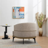 Modern Two-tone Barrel Fabric Chair, Upholstered Round Armchair for Living Room Bedroom Reading 15576064