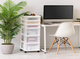 6-Drawer Plastic Storage Cart with Organizer Top and Wheels, Clear/White 88977781