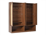 Farmhouse Widen Hall Tree with 4 Rattan Doors, Versatile 4-In-1 Seating Bench with N721P297555D