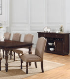 Transitional Antique Cherry Beige Set of 2pc Side Chairs Padded Fabric Turned Legs Dining Room B011P152638