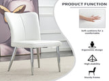 Modern minimalist dining chairs, office chairs. 4-piece set of white PU seats with silver metal W1151P268760
