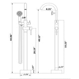 Freestanding Tub Filler Bathtub Faucet Chrome with Hand Held Shower Floor-Mount W122453940