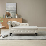 Aijia 60" Velvet Multifunctional Storage Chaise Lounge Buttons Tufted Nailhead Trimmed Solid Wood W111753127