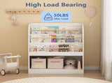3-Tier Scalloped Bookshelf, Bookcase for Toddlers, Wooden Book Shelf Organizer Display Furniture for 76288871