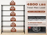 6-Tier Heavy-Duty Metal Storage Shelving, 4800 LBS Total Capacity Adjustable Utility Rack 48983420