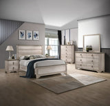 1pc Cottage Style Distressed 2 Drawer Nightstand Driftwood Finish Contrasting Weathered Brown Top B2741P353777