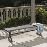 Outdoor Aluminum Dining Bench with Steel Frame, Grey / Black 61625.00BGRYMP1
